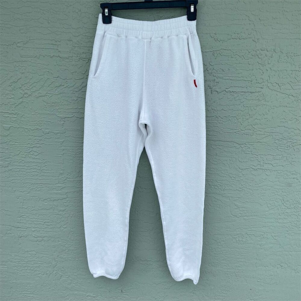 Lazy Rabbit White Fleece Joggers Xs Elastic Waist… - image 1
